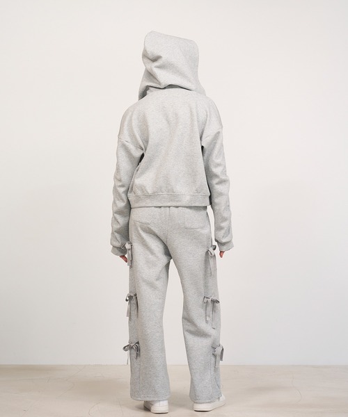 パーカー 「Nora Lily」「elle」Line Gathering Sleeve Short Full zip Parka レディース セール】【Nora Lily】「elle」Line Gathering Sleeve Short
