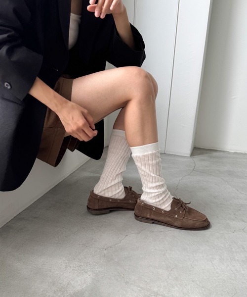 CANAL JEAN（キャナルジーン）の「El mar　リブハイソックス（ソックス/靴下・レディース・チャコールグレー/ブラック/ホワイト・ONE SIZE）」の2枚目の写真