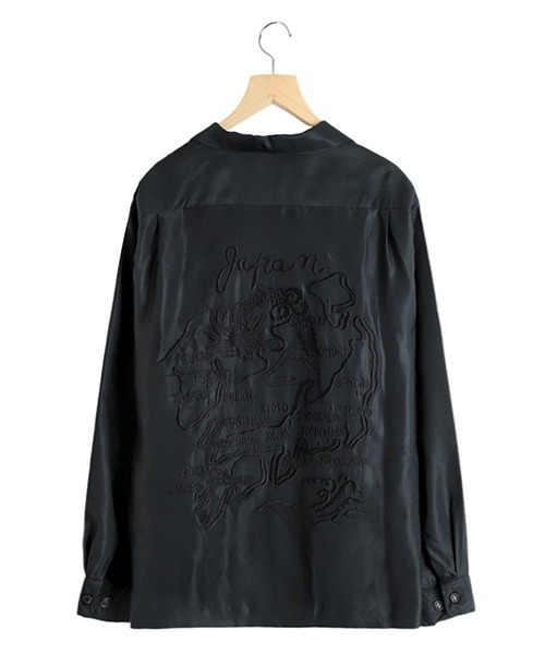GOLD（ゴールド）の「東洋エンタープライズ GOLD / ゴールド：ACETATE L/S SUKA SHIRT “JAPAN MAP“：25A-GL29431[MUS]（シャツ/ブラウス・メンズ・ブラック×ブラック・M/S）」の2枚目の写真