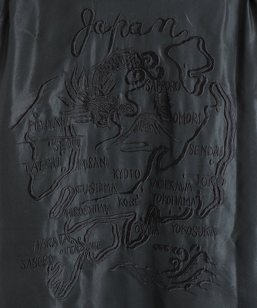 GOLD（ゴールド）の「東洋エンタープライズ GOLD / ゴールド：ACETATE L/S SUKA SHIRT “JAPAN MAP“：25A-GL29431[MUS]（シャツ/ブラウス・メンズ・ブラック×ブラック・M/S）」の5枚目の写真