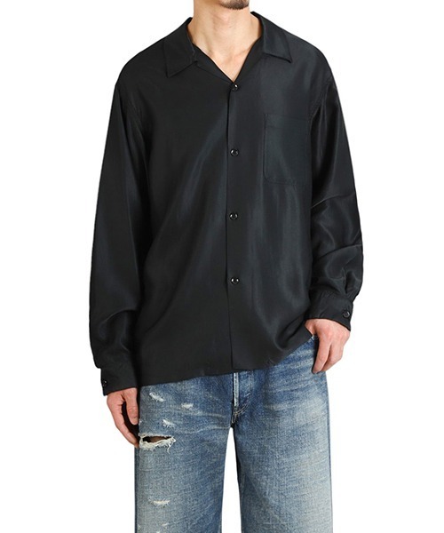 GOLD（ゴールド）の「東洋エンタープライズ GOLD / ゴールド：ACETATE L/S SUKA SHIRT “JAPAN MAP“：25A-GL29431[MUS]（シャツ/ブラウス・メンズ・ブラック×ブラック・M/S）」の8枚目の写真