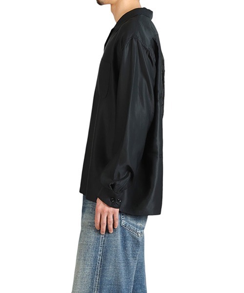 GOLD（ゴールド）の「東洋エンタープライズ GOLD / ゴールド：ACETATE L/S SUKA SHIRT “JAPAN MAP“：25A-GL29431[MUS]（シャツ/ブラウス・メンズ・ブラック×ブラック・M/S）」の9枚目の写真