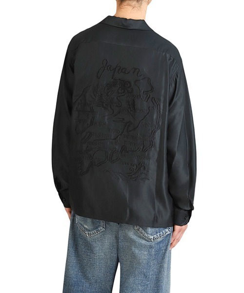 GOLD（ゴールド）の「東洋エンタープライズ GOLD / ゴールド：ACETATE L/S SUKA SHIRT “JAPAN MAP“：25A-GL29431[MUS]（シャツ/ブラウス・メンズ・ブラック×ブラック・M/S）」の10枚目の写真