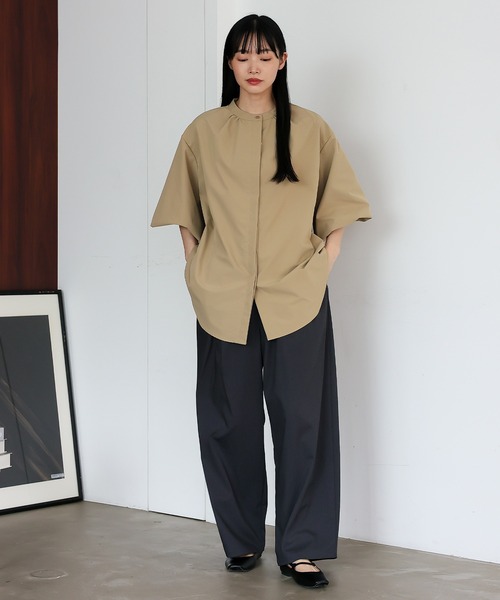 No Rule No Line(ノール-ルノーライン)の「ファインツイルワイドスラックス(スラックス・レディース・ブラック/チャコールグレー/グレー系その他2/ネイビー×ホワイト/ブラック×ホワイト/ネイビー・マルチサイズ)」の14枚目の写真