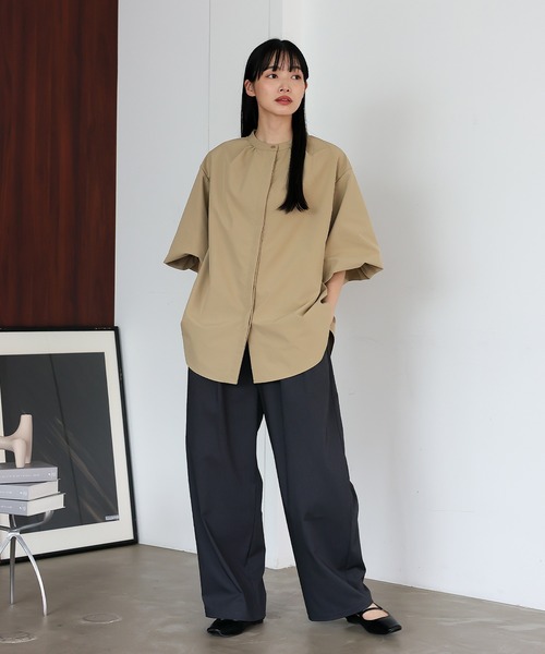 No Rule No Line(ノール-ルノーライン)の「ファインツイルワイドスラックス(スラックス・レディース・ブラック/チャコールグレー/グレー系その他2/ネイビー×ホワイト/ブラック×ホワイト/ネイビー・マルチサイズ)」の15枚目の写真