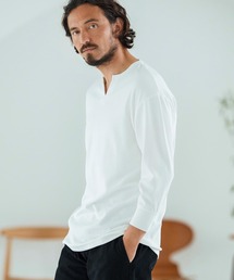 mlt5149-Fraise Stitch Fabric Keyneck T-shirt 7分袖Tシャツ