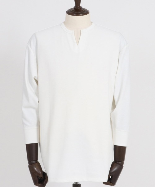 Magine(マージン)の「mlt5149-Fraise Stitch Fabric Keyneck T-shirt 7分袖Tシャツ(Tシャツ/カットソー・メンズ・ブラック/ホワイト/チャコール・44/46/48)」の11枚目の写真
