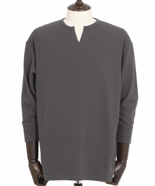 Magine(マージン)の「mlt5149-Fraise Stitch Fabric Keyneck T-shirt 7分袖Tシャツ(Tシャツ/カットソー・メンズ・ブラック/ホワイト/チャコール・44/46/48)」の10枚目の写真