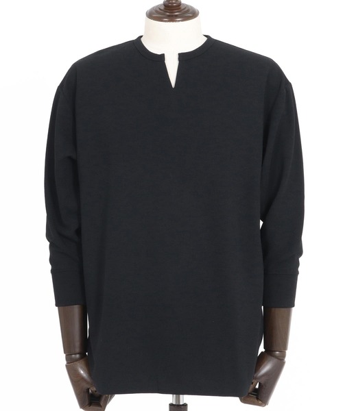 Magine(マージン)の「mlt5149-Fraise Stitch Fabric Keyneck T-shirt 7分袖Tシャツ(Tシャツ/カットソー・メンズ・ブラック/ホワイト/チャコール・44/46/48)」の9枚目の写真