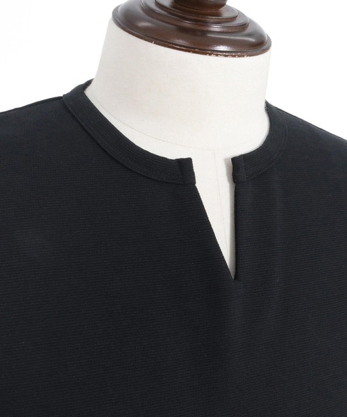 Magine(マージン)の「mlt5149-Fraise Stitch Fabric Keyneck T-shirt 7分袖Tシャツ(Tシャツ/カットソー・メンズ・ブラック/ホワイト/チャコール・44/46/48)」の7枚目の写真