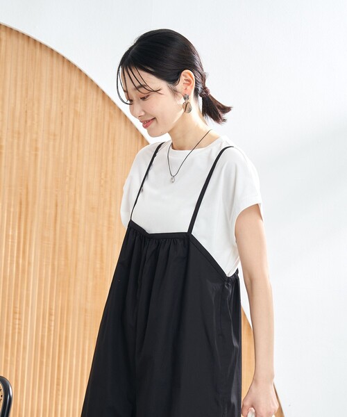 coen(コーエン)の「【セットアイテム】フレンチスリーブ Tシャツ&ギャザーサロペット セット(サロペット/オーバーオール・レディース・ブラック/オリーブ/ネイビー/ベージュ・M/L)」の18枚目の写真