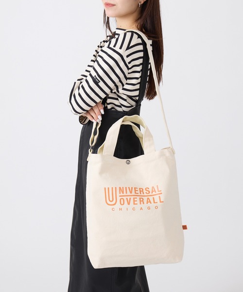 UNIVERSAL OVERALL(ユニバーサルオーバーオール)の「【UNIVERSAL OVERALL】ス-ベニアコットン2WAYトート UVO-082(トートバッグ・レディース・ホワイト/ブラック/オレンジ・FREE)」の3枚目の写真