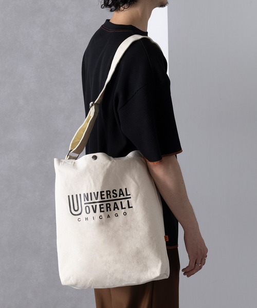 UNIVERSAL OVERALL(ユニバーサルオーバーオール)の「【UNIVERSAL OVERALL】ス-ベニアコットン2WAYトート UVO-082(トートバッグ・レディース・ホワイト/ブラック/オレンジ・FREE)」の5枚目の写真