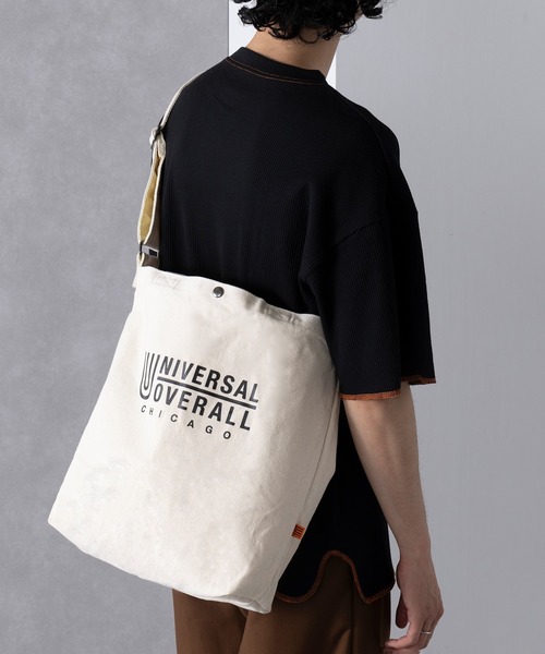 UNIVERSAL OVERALL(ユニバーサルオーバーオール)の「【UNIVERSAL OVERALL】ス-ベニアコットン2WAYトート UVO-082(トートバッグ・レディース・ホワイト/ブラック/オレンジ・FREE)」の6枚目の写真