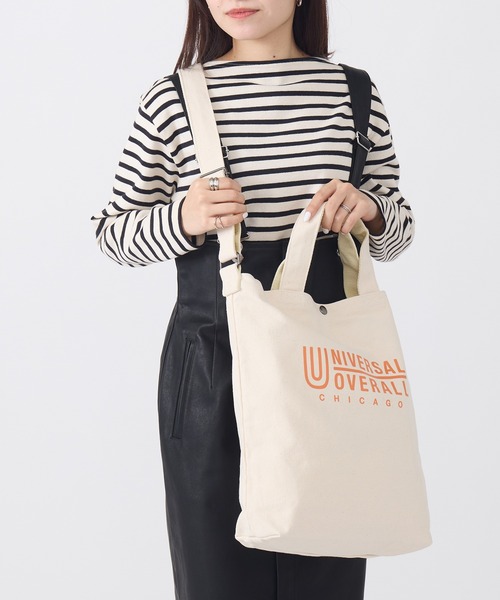 UNIVERSAL OVERALL(ユニバーサルオーバーオール)の「【UNIVERSAL OVERALL】ス-ベニアコットン2WAYトート UVO-082(トートバッグ・レディース・ホワイト/ブラック/オレンジ・FREE)」の20枚目の写真