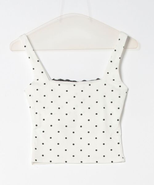 aimoha（アイモハ）の「ドット柄レース付きタンクトップ（タンクトップ・レディース・ホワイト/ブラック/グレー・FREE）」の4枚目の写真