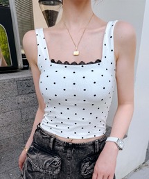 aimoha | ドット柄レース付きタンクトップ(タンクトップ)