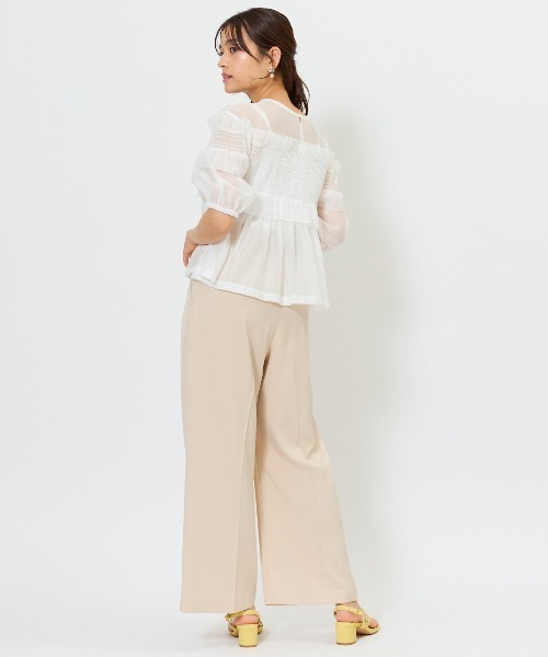 AND COUTURE（アンドクチュール）の「シアーシャーリングフリルブラウス（シャツ/ブラウス・レディース・オフホワイト/ブラック/ブルー・FREE）」の15枚目の写真