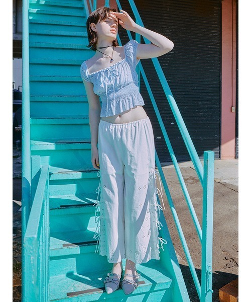 FURFUR(ファーファー)の「カットワーク刺繍リボンパンツ(その他パンツ・レディース・ブラック/ホワイト/ブルー・FREE)」の16枚目の写真