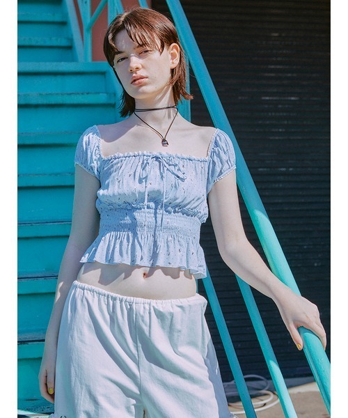 FURFUR(ファーファー)の「カットワーク刺繍リボンパンツ(その他パンツ・レディース・ブラック/ホワイト/ブルー・FREE)」の4枚目の写真