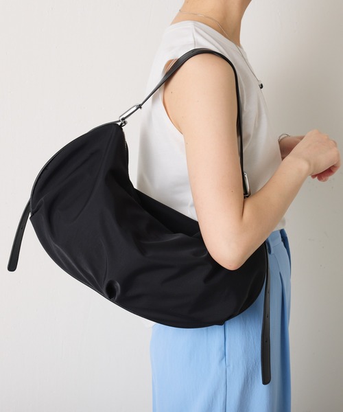 ショルダーバッグ・ポシェット ^KYLIAN^ Kial Nylon Hobo Bag BAKYL3SD09 Small blue-gray nappa leather flap bag