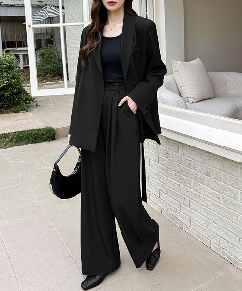 セール】サイドベルトデザイン セットアップ スーツ オーバーサイズ