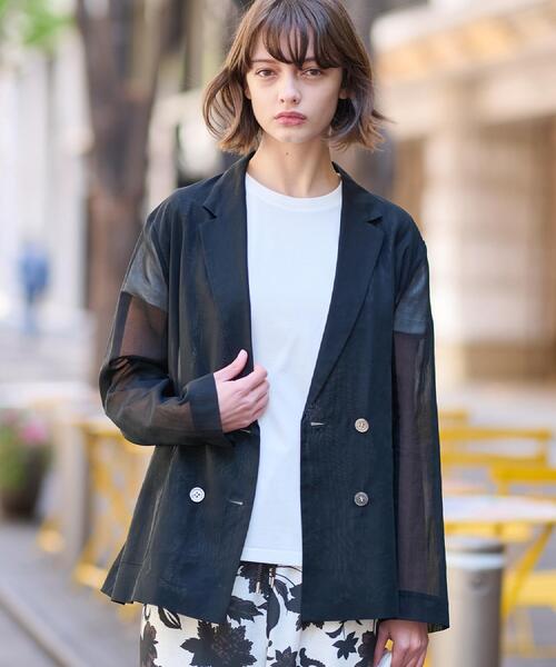 DRESSTERIOR（ドレステリア）の「【清涼感/洗える】エアリーシアーダブルジャケット（テーラードジャケット・レディース・ブラック/ライトブルー・38/34/36）」の21枚目の写真