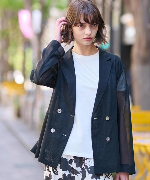 DRESSTERIOR（ドレステリア）の「【清涼感/洗える】エアリーシアーダブルジャケット（テーラードジャケット・レディース・ブラック/ライトブルー・38/34/36）」の22枚目の写真