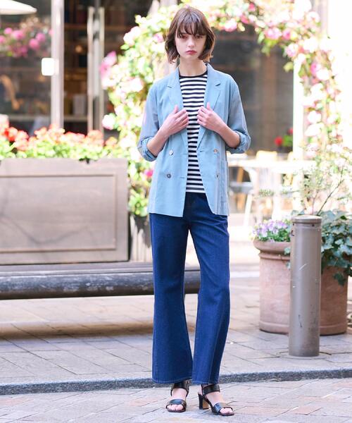 DRESSTERIOR（ドレステリア）の「【清涼感/洗える】エアリーシアーダブルジャケット（テーラードジャケット・レディース・ブラック/ライトブルー・38/34/36）」の5枚目の写真