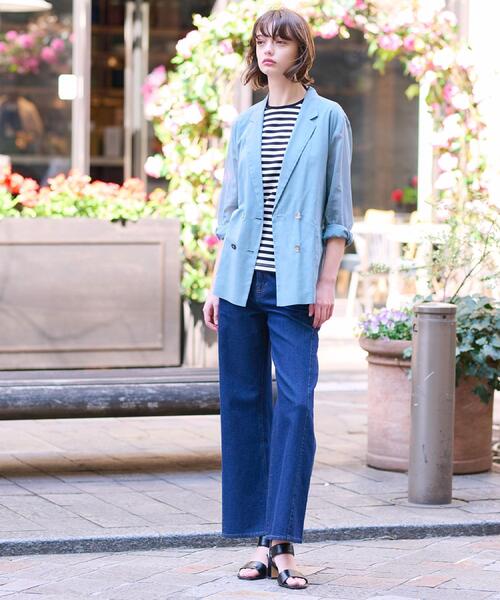 DRESSTERIOR（ドレステリア）の「【清涼感/洗える】エアリーシアーダブルジャケット（テーラードジャケット・レディース・ブラック/ライトブルー・38/34/36）」の6枚目の写真