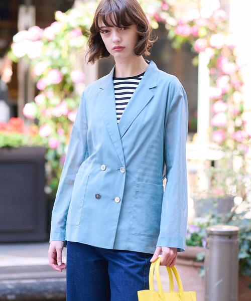 DRESSTERIOR（ドレステリア）の「【清涼感/洗える】エアリーシアーダブルジャケット（テーラードジャケット・レディース・ブラック/ライトブルー・38/34/36）」の9枚目の写真