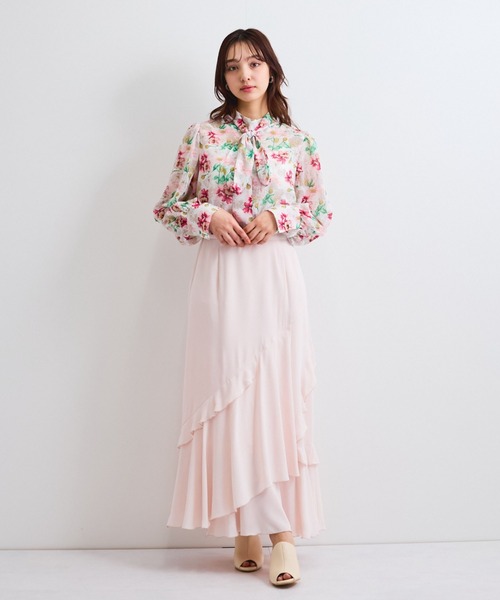 QUEENS COURT（クイーンズコート）の「イレギュラーラッフルスカート≪手洗い可能≫（スカート・レディース・ネイビー/オフホワイト/ピンク・M）」の20枚目の写真