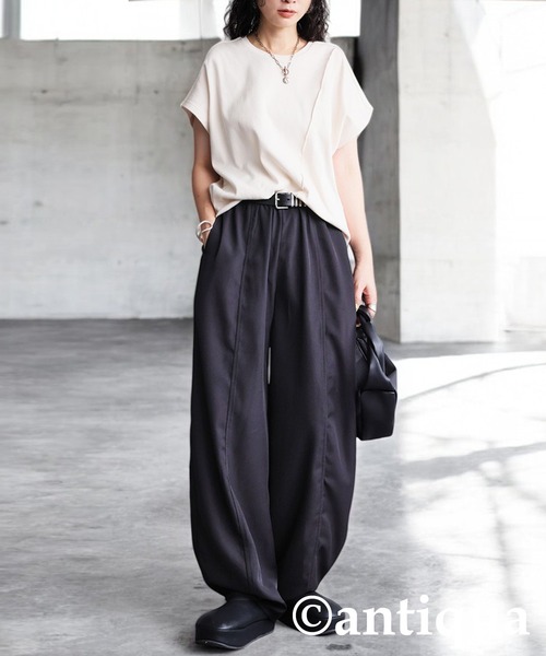 antiqua（アンティカ）の「フルーエントカーブパンツ（その他パンツ・レディース・ブラック/アイボリー・ONESIZE）」の7枚目の写真