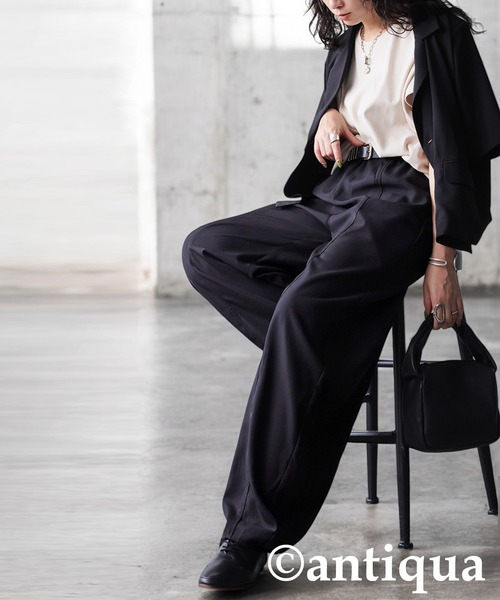 antiqua（アンティカ）の「フルーエントカーブパンツ（その他パンツ・レディース・ブラック/アイボリー・ONESIZE）」の8枚目の写真