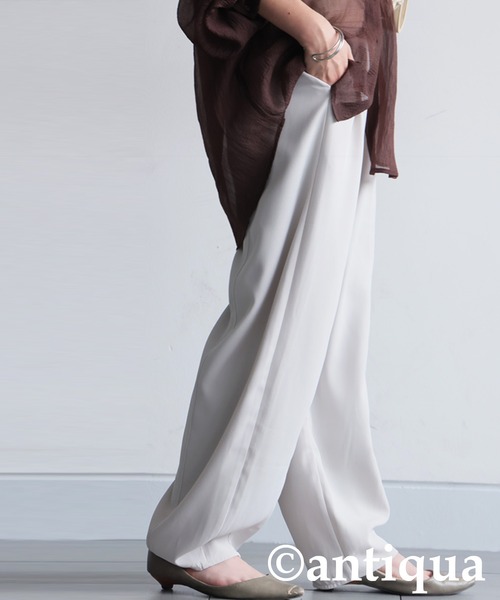 antiqua（アンティカ）の「フルーエントカーブパンツ（その他パンツ・レディース・ブラック/アイボリー・ONESIZE）」の5枚目の写真