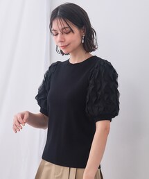 OPAQUE.CLIP | フリルスリーブデザインニット【洗濯機洗い可】(Tシャツ/カットソー)
