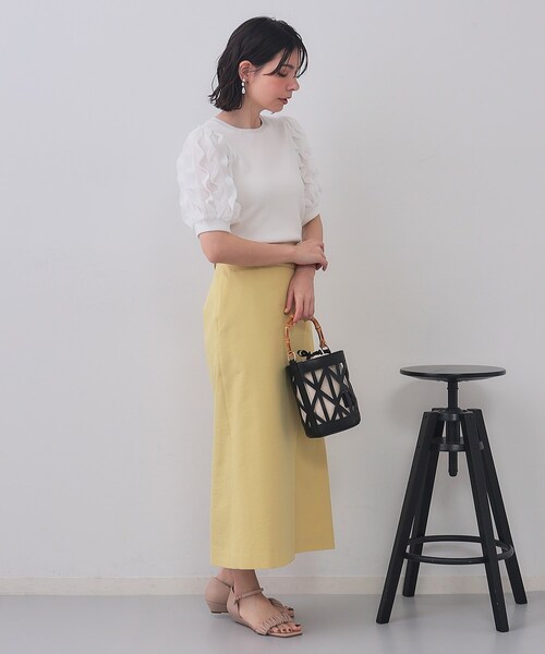 OPAQUE.CLIP(オペークドットクリップ)の「フリルスリーブデザインニット【洗濯機洗い可】(Tシャツ/カットソー・レディース・ホワイト/ブラック/ライトベージュ・00)」の6枚目の写真