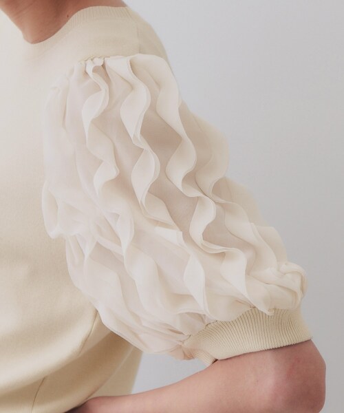 OPAQUE.CLIP(オペークドットクリップ)の「フリルスリーブデザインニット【洗濯機洗い可】(Tシャツ/カットソー・レディース・ホワイト/ブラック/ライトベージュ・00)」の20枚目の写真