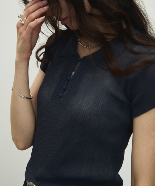 トップス Ribbed jersey polo shirt Cos RIBBED WOOL AND CASHMERE-BLEND POLO SHIRT | King's Cross