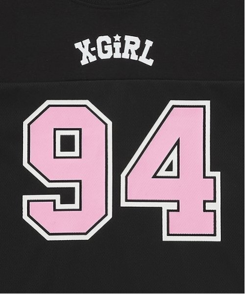 X-girl Stages（エックスガールステージス）の「ナンバリングメッシュ切替ショート半袖T（Tシャツ/カットソー・キッズ・ブラック/レモンイエロー/ブルー・110cm/120cm/130cm/140cm）」の6枚目の写真