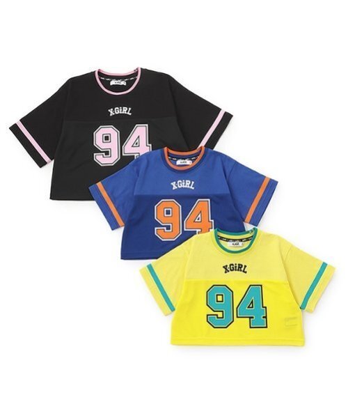 X-girl Stages（エックスガールステージス）の「ナンバリングメッシュ切替ショート半袖T（Tシャツ/カットソー・キッズ・ブラック/レモンイエロー/ブルー・110cm/120cm/130cm/140cm）」の11枚目の写真