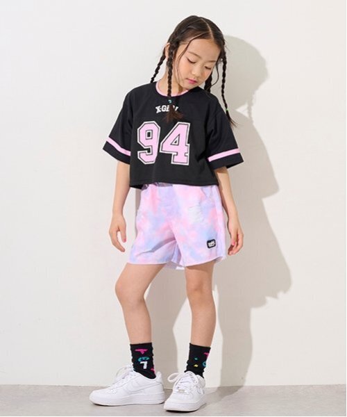 X-girl Stages（エックスガールステージス）の「ナンバリングメッシュ切替ショート半袖T（Tシャツ/カットソー・キッズ・ブラック/レモンイエロー/ブルー・110cm/120cm/130cm/140cm）」の15枚目の写真