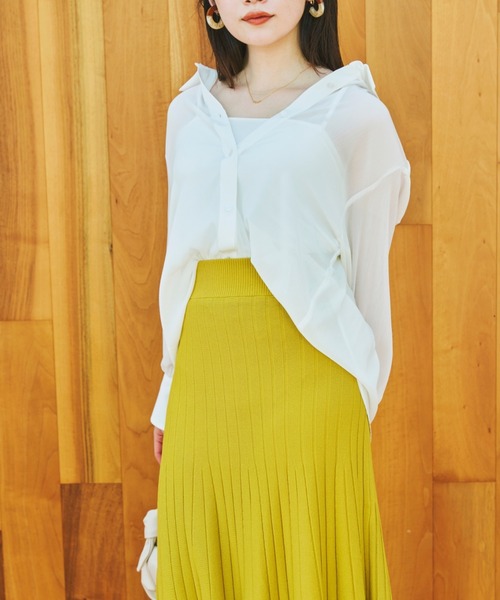 COHINA(コヒナ)の「バックレースアップニットスカート 【低身長・小柄女性】(スカート・レディース・イエロー・SHORT)」の4枚目の写真
