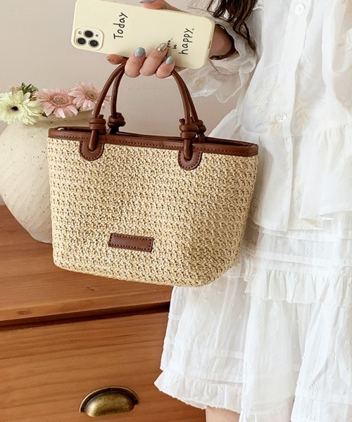 Miniministore(ミニミニストア)の「ミニカゴバッグ ショルダーバッグ ミニ鞄(かごバッグ・レディース・ベージュ/ブラウン・FREE)」の2枚目の写真