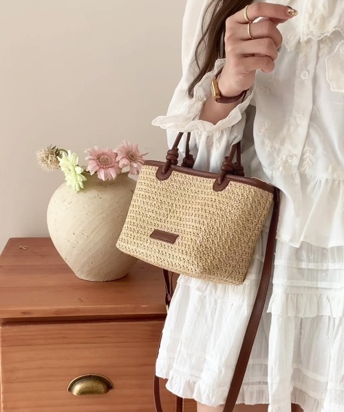 Miniministore(ミニミニストア)の「ミニカゴバッグ ショルダーバッグ ミニ鞄(かごバッグ・レディース・ベージュ/ブラウン・FREE)」の18枚目の写真