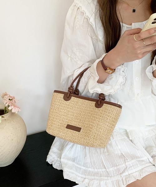Miniministore(ミニミニストア)の「ミニカゴバッグ ショルダーバッグ ミニ鞄(かごバッグ・レディース・ベージュ/ブラウン・FREE)」の19枚目の写真