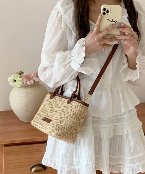 Miniministore(ミニミニストア)の「ミニカゴバッグ ショルダーバッグ ミニ鞄(かごバッグ・レディース・ベージュ/ブラウン・FREE)」の21枚目の写真