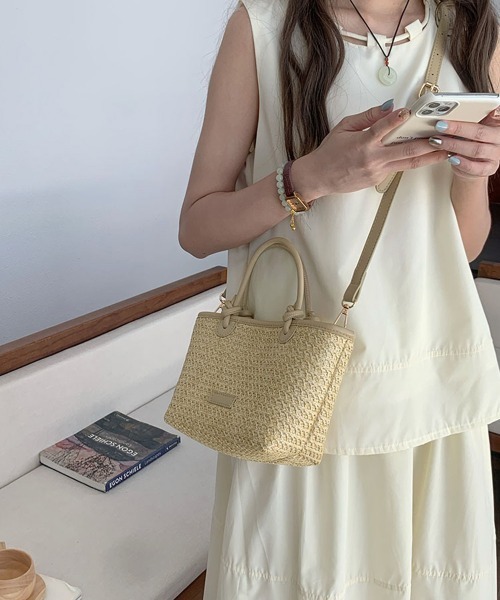 Miniministore(ミニミニストア)の「ミニカゴバッグ ショルダーバッグ ミニ鞄(かごバッグ・レディース・ベージュ/ブラウン・FREE)」の16枚目の写真