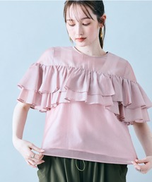Rose Tiara ホワイト フリルトップス 半袖 Rose Tiara｜ローズティアラのシャツ/ブラウス（ピンク/桃色系
