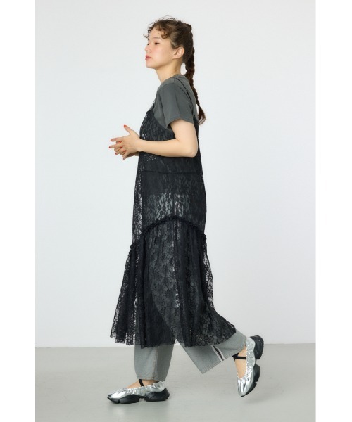 RODEO CROWNS WIDE BOWL（ロデオクラウンズワイドボウル）の「レースキャミワンピース（キャミソール・レディース・ブラック/オフホワイト・FREE）」の5枚目の写真